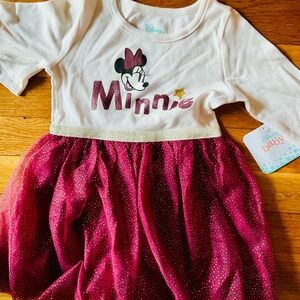 Disney Minnie Mouse Burgundy and White Baby Dress